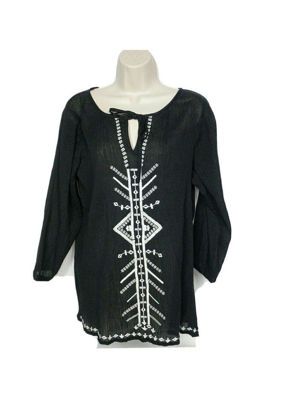 Ann Taylor Loft Black Keyhole Blouse Top Small